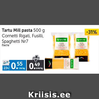 Allahindlus - Tartu Mill pasta 500 g