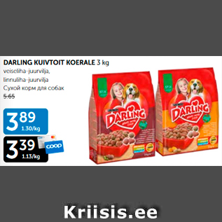 Allahindlus - DARLING KUIVTOIT KOERALE 3 kg