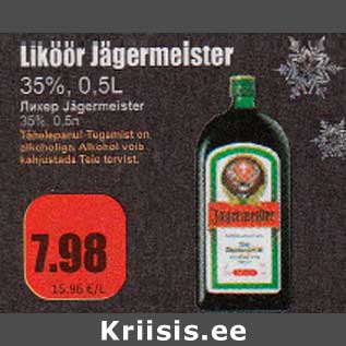 Allahindlus - Liköör Jägermeister 35%, 0,5 L