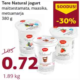 Allahindlus - Tere Natural jogurt maitsestamata, masika, metsamarja 380 g