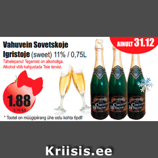 Скидка - Игристое вино Sovetskoje Igristoje