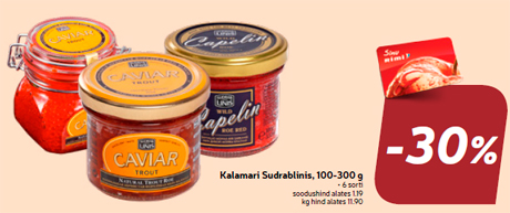 Kalamari Sudrablinis, 100-300 g  -30%
