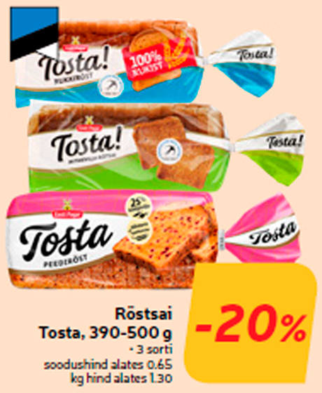 Röstsai Tosta, 390-500 g  -20%
