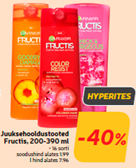 Juuksehooldustooted
Fructis, 200-390 ml  -40%
