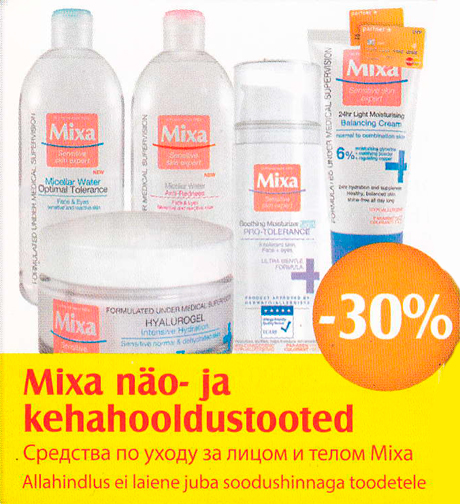 Mixa näo- ja kehahooldustooted  -30%