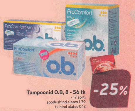 Тампоны O.B, 8-56 шт -25%