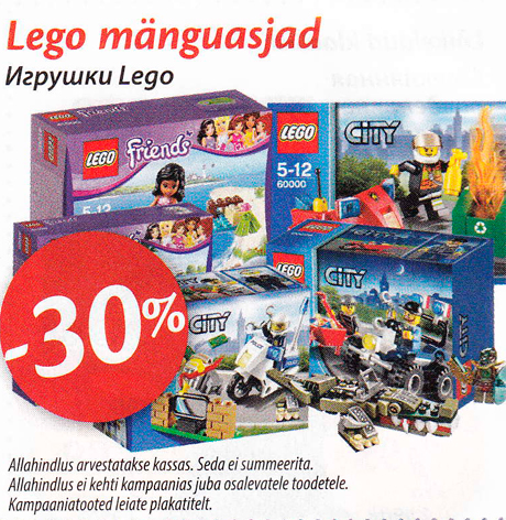 Lego mänguasjad  -30%