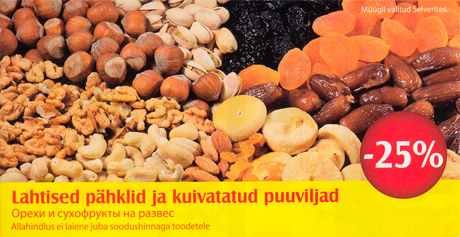 Lahtised pähklid ja kuivatatud puuviljad  -25%