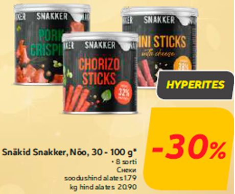 Snäkid Snakker, Nõo, 30 - 100 g*  -30%
