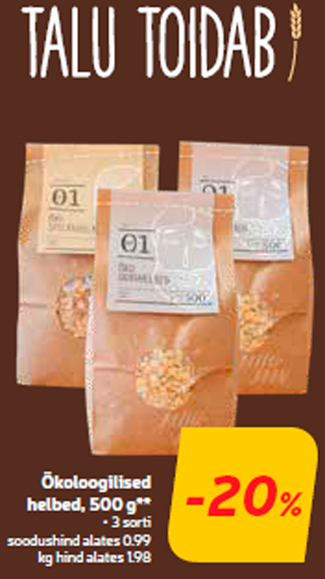 Ökoloogilised helbed, 500 g**  -20%