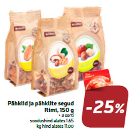 Pähklid ja pähklite segud Rimi, 150 g  -25%