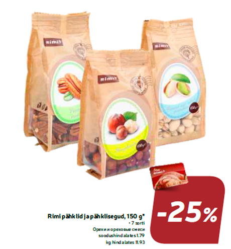 Rimi pähklid ja pähklisegud, 150 g* -25%