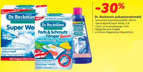 Dr. Beckmann puhastusvahendid  -30%
 