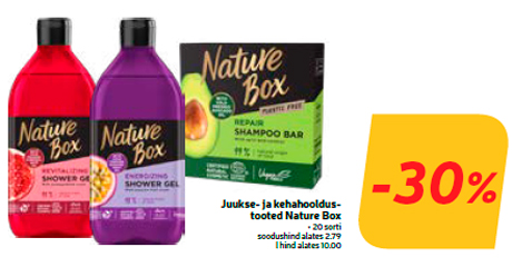 Средства по уходу за волосами и телом Nature Box -30%
