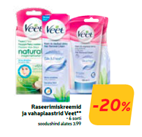 Raseerimiskreemid ja vahaplaastrid Veet**  -20%