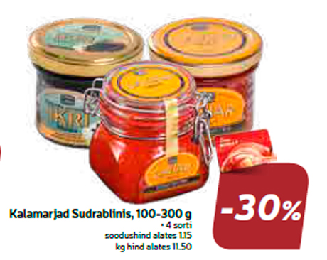 Kalamarjad Sudrablinis, 100-300 g  -30%
