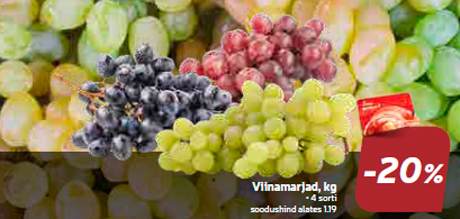 Виноград, кг  -20%
