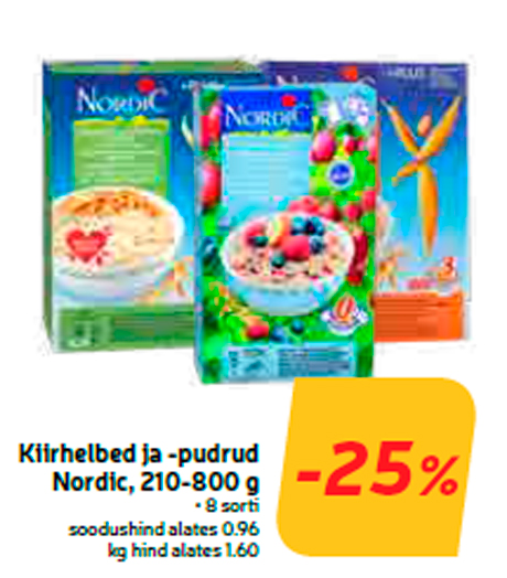 Kiirhelbed ja -pudrud Nordic, 210-800 g  -25%
