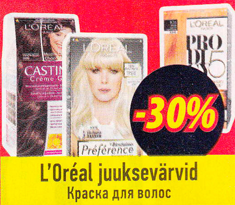L´Oreal juuksevärvid  -30%