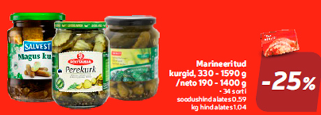 Marineeritud kurgid -25%