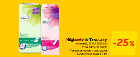 Hügieeniside Tena Lady  -25%