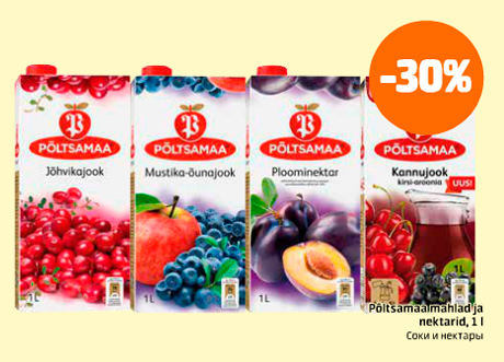 Соки и нектары Põltsamaa, 1 л -30%