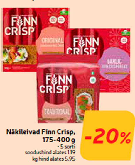 Хрустящие хлебцы Finn Crisp, 175-400 г  -20%