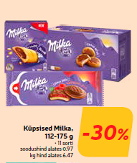 Печенье Milka, 112-175 г  -30%
