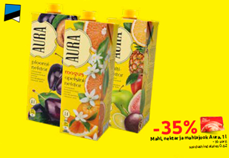 Mahl, nektar ja mahlajook Aura, 1 l  -35%
