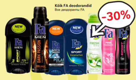 Kõik FA deodorandid  -30%