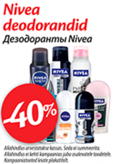 Nivea deodorandid  -40%