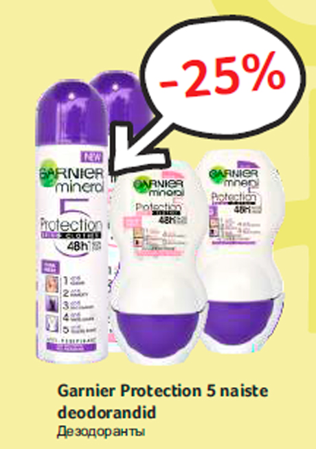 Garnier Protection 5 naiste deodorandid  -25%