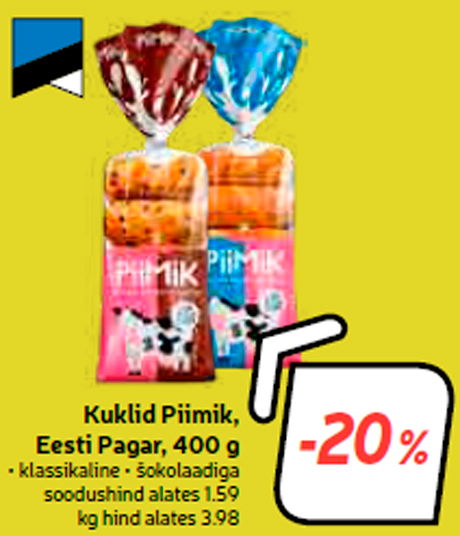 Булочки Piimik, Eesti Pagar, 400 г  -20%