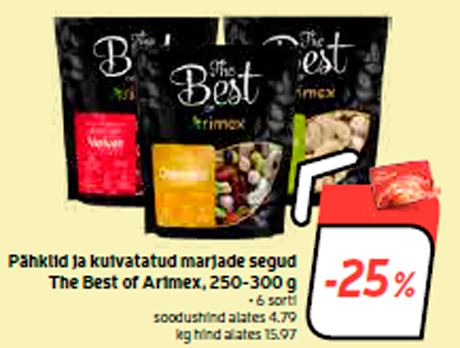 Pähklid ja kuivatatud marjade segud The Best of Arimex, 250-300 g  -25%
