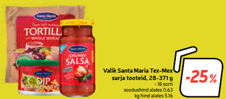Valik Santa Maria Tex-Mex
sarja tooteid, 28-371 g  -25%
