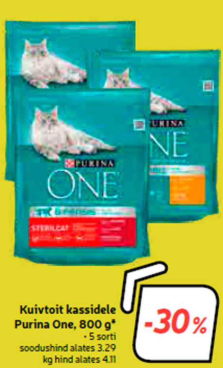 Kuivtoit kassidele Purina One, 800 g*  -30%
