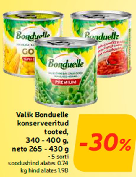 Выбор консервированных продуктов Bonduelle 265 - 430 г -30%