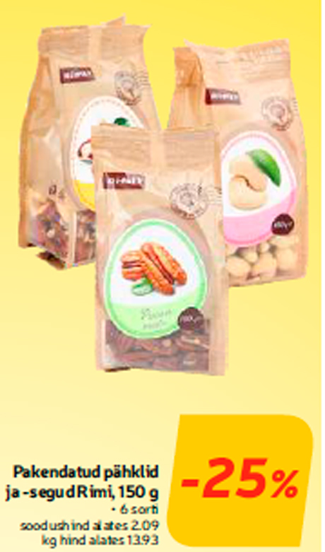 Упакованные орехи и смеси Rimi, 150 г  -25%