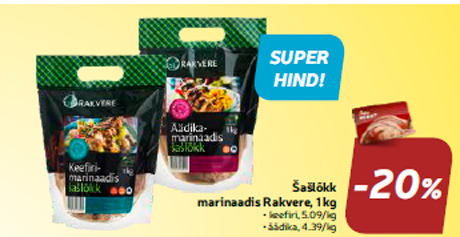 Šašlõkk marinaadis Rakvere, 1 kg -20%