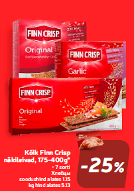 Kõik Finn Crisp näkileivad, 175-400g*  -25%