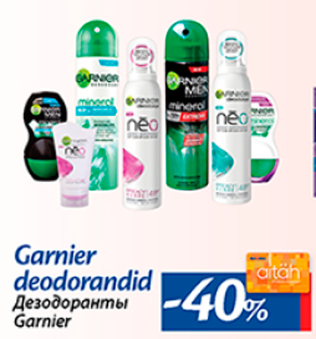 Garnier deodorandid  -40% 