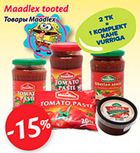 Maadlex tooted  -15%