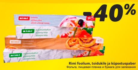 Rimi foolium, toidukile ja küpsetuspaber  -40%