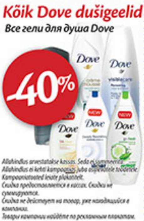 Все гели для душа Dove -40%