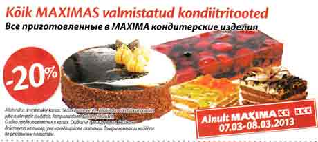 Все приготовленные в MAXIMA кондитерские изделия