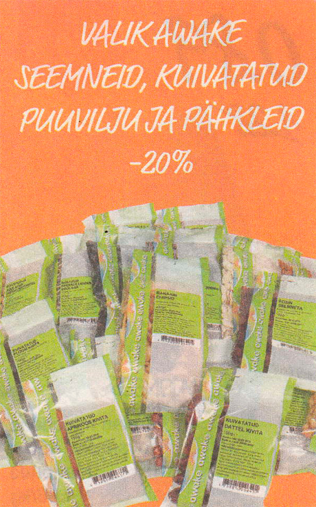 VALIK AWAKE SEEMNEID, KUIVATATUD PUUVILJA JA PÄHKLEID  -20%