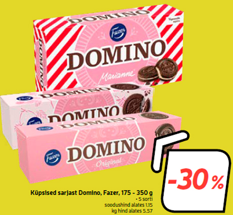 Küpsised sarjast Domino, Fazer, 175 - 350 g -30%