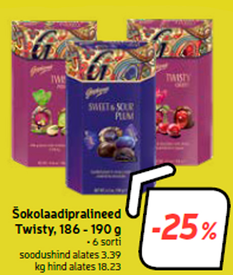 Шоколадное пралине Twisty, 186 - 190 г -25%