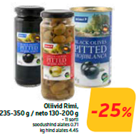 Оливки Rimi, 235-350 г / нетто 130-200 г  -25%
