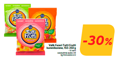 Выбор жевательных конфет Fazeri Tutti Frutti, 150-350 г  -30%